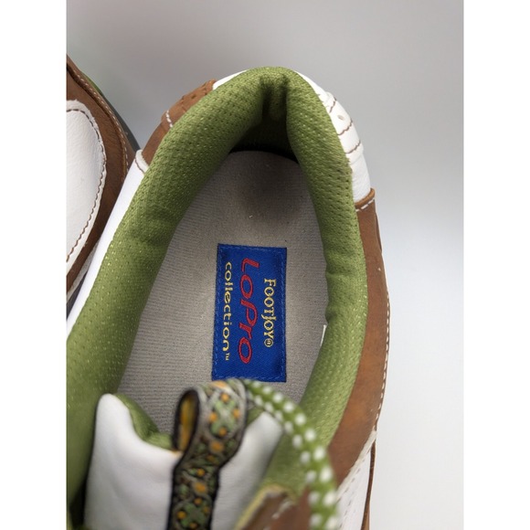 FootJoy Women's LoPro Golf Shoes US 8 M 97114 Soft Spike White Brown Lime Green - Picture 6 of 12